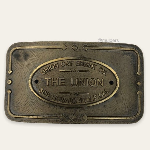 Union Gas Engine Co San Francisco CA Belt Buckle Morrison & Marvin Engineworks - Picture 1 of 9